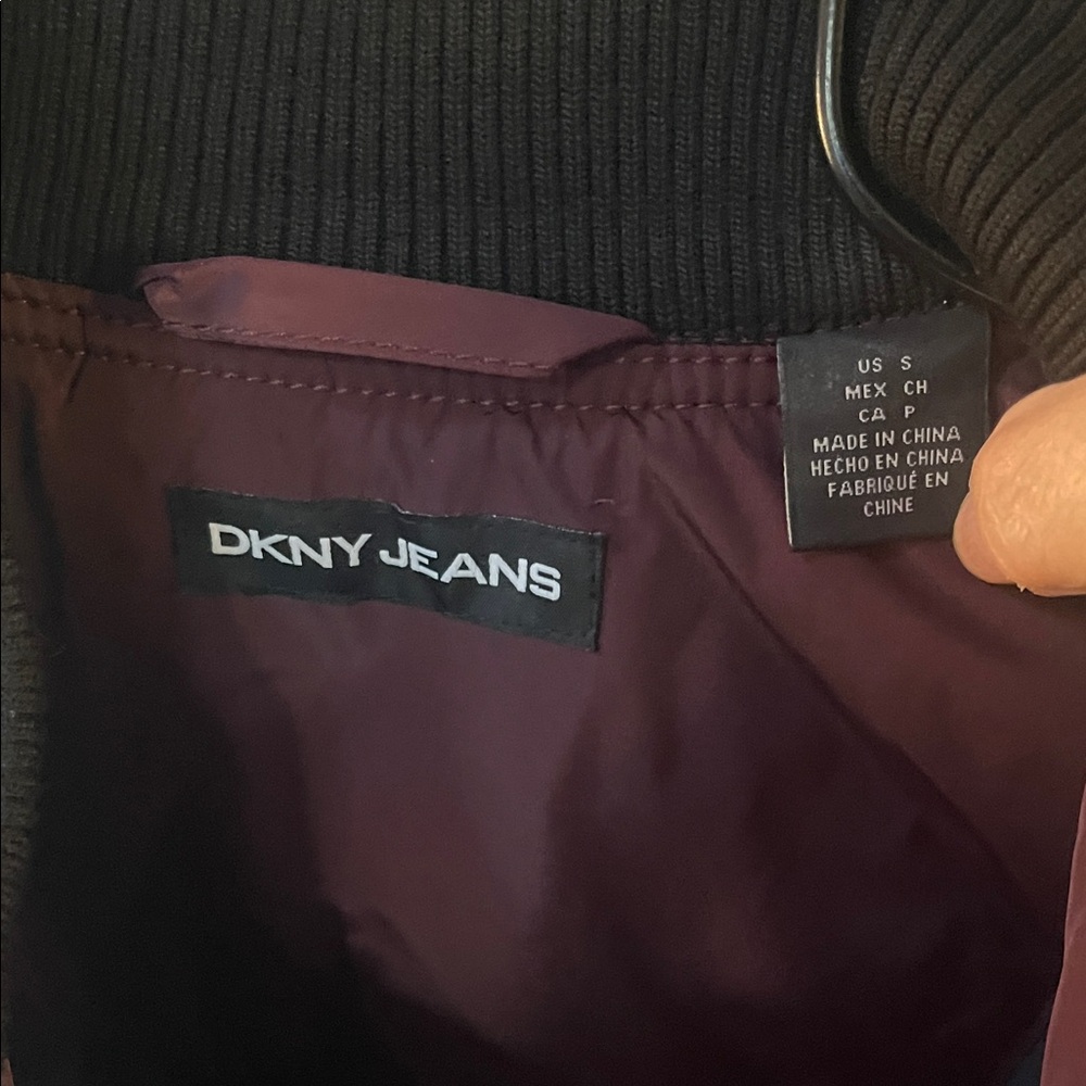 DKNY Jeans Dark Maroon Bomber Jacket - Picture 3 of 4